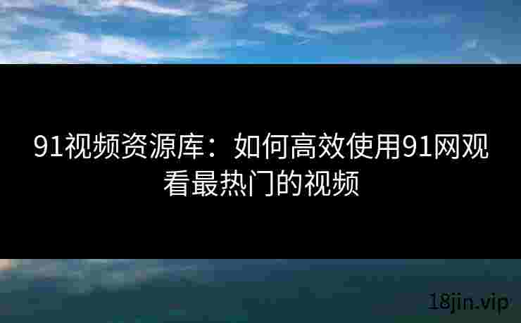 91视频资源库：如何高效使用91网观看最热门的视频