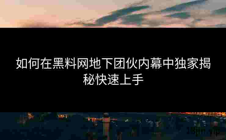 如何在黑料网地下团伙内幕中独家揭秘快速上手